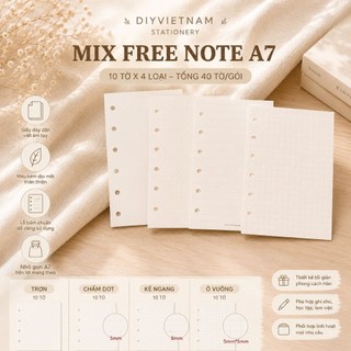 Ruột Planner A7 6 Lỗ – Giấy Kimmi Nhật 100gsm – Trơn Mịn – 45 Sheets