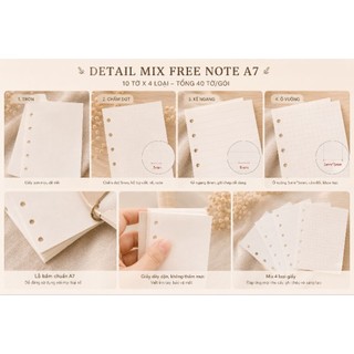 Ruột Planner A7 6 Lỗ – Giấy Kimmi Nhật 100gsm – Trơn Mịn – 45 Sheets