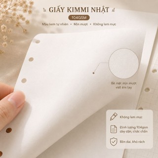 Ruột Planner A7 6 Lỗ – Giấy Kimmi Nhật 100gsm – Trơn Mịn – 45 Sheets