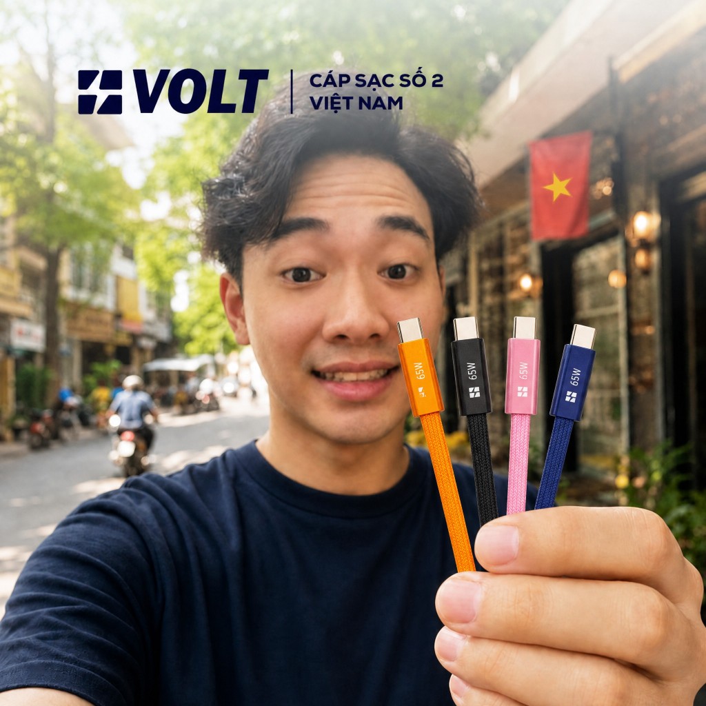 [VOLT] Cáp Sạc Nhanh USB C to C 65W PD, Dây Sạc Type C Bọc Dù Siêu Bền 1M Cho Laptop, iPhone 15/16, Samsung, iPad