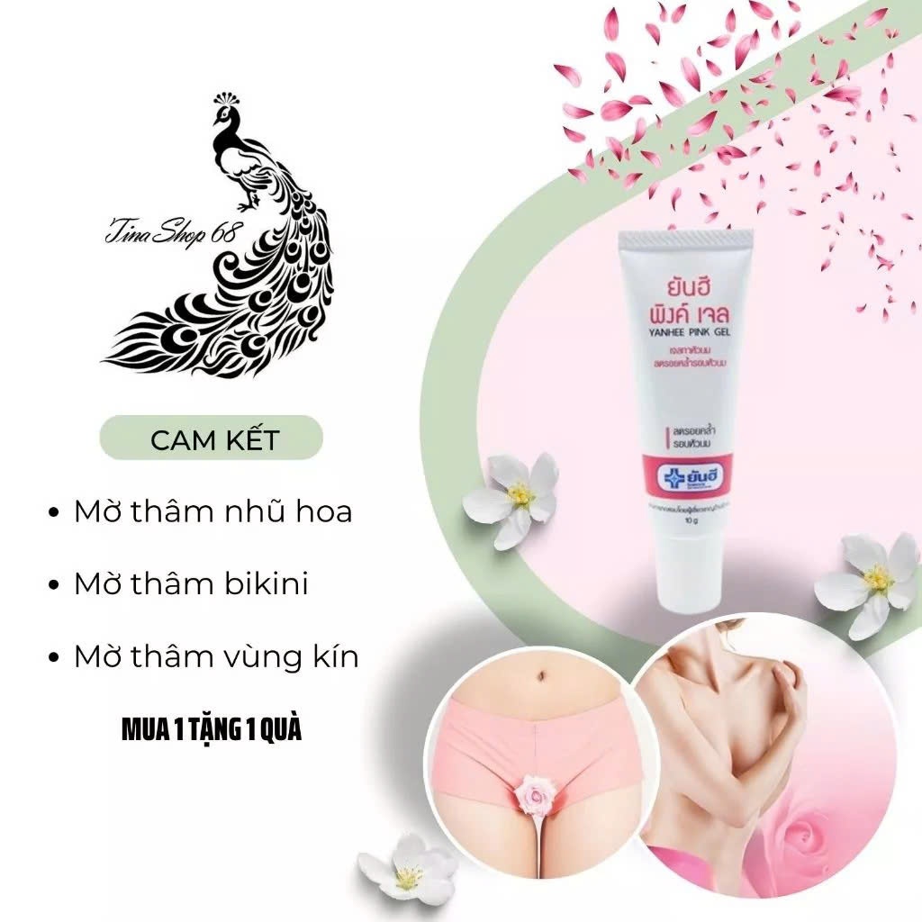 Kem thoa hồng nhũ hoa và vùng kín Yanhee Pink Gel giúp giảm quầng thâm vùng bikini