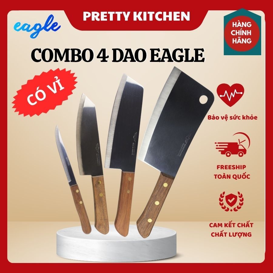 Bộ 4 Món Dao Eagle Thái Lan Cao Cấp Thép Không Gỉ , Phù Hợp Cho Mọi Gian Bếp - PrettyKitchenn