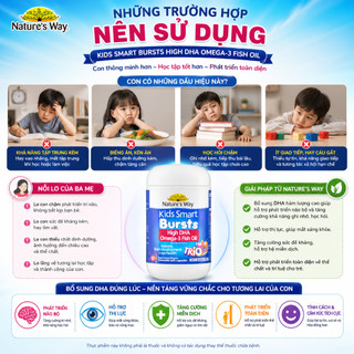 Viên nhai dầu cá ba màu Nature's Way omega-3 fish oil trio hỗ trợ tốt cho não bộ va mắt cho bé 60v