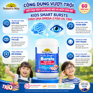 Viên nhai dầu cá ba màu Nature's Way omega-3 fish oil trio hỗ trợ tốt cho não bộ va mắt cho bé 60v