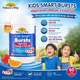 Viên nhai dầu cá ba màu Nature's Way omega-3 fish oil trio hỗ trợ tốt cho não bộ va mắt cho bé 60v
