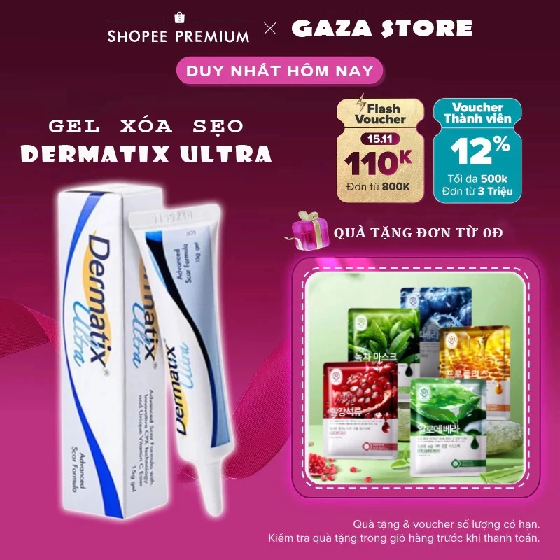 CHÍNH HÃNG Kem Sẹo Dermatix Ultra Advanced Scar Formula Gel 15g (mẫu mới về)