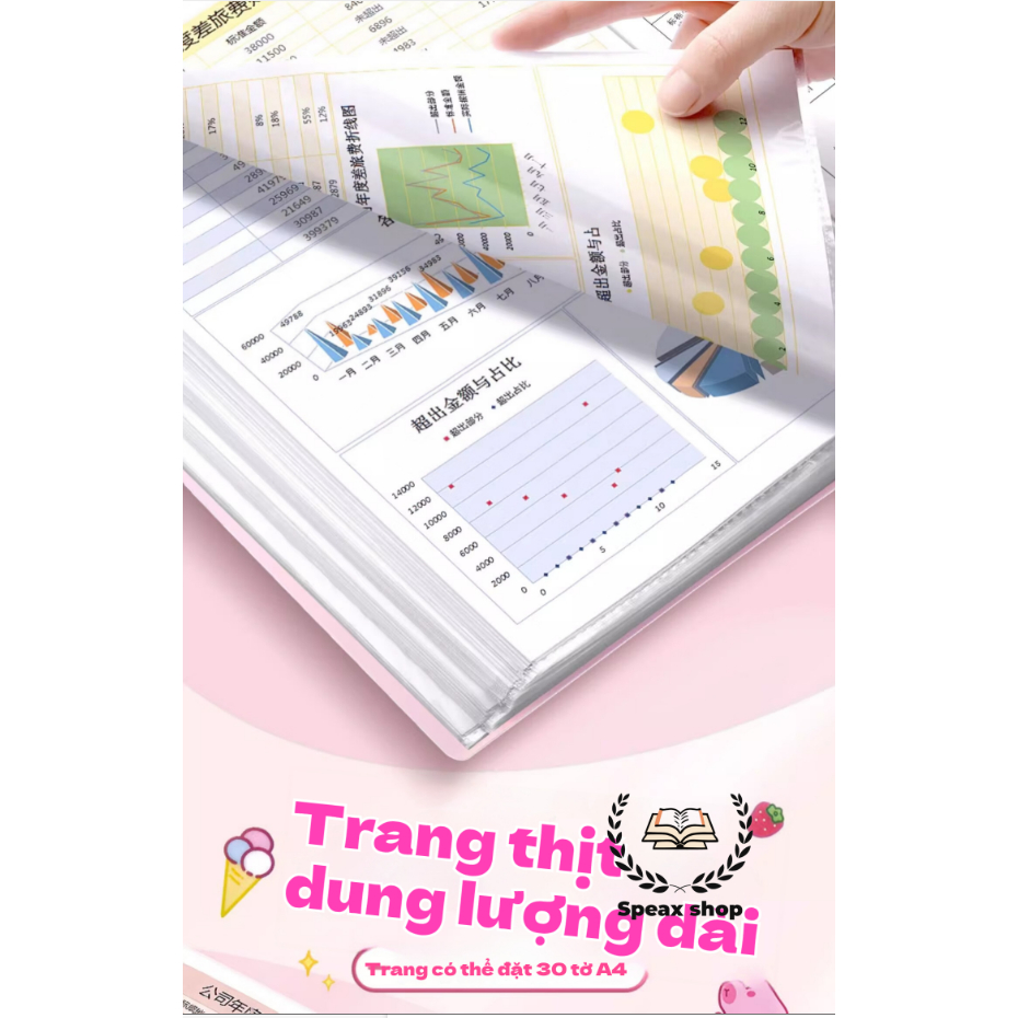 Chính hãng Truecolor Túi đựng hồ sơ A4 30/60 lá – Bìa hoạt hình cartoon dễ thương, file đựng tài liệu, dành cho học sinh