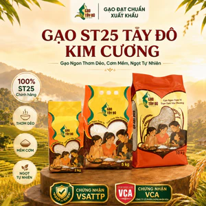 Gạo ST25 Tây Đô Kim Cương 2kg/5kg/10kg - Gạo Ngon Thơm Dẻo, Cơm Mềm, Ngọt Tự Nhiên [ST00]