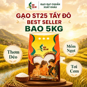 Gạo ST25 Tây Đô Kim Cương 5kg - Cơm Mềm Dẻo, Ngọt Thơm Tự Nhiên, Tơi Xốp