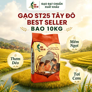 Gạo ST25 Tây Đô Kim Cương 10kg - Thơm Dẻo, Mềm Ngọt, Tơi Cơm
