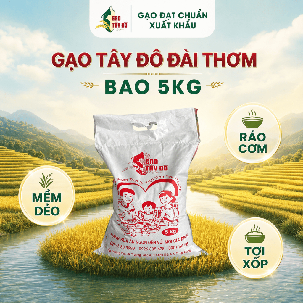 [DT] Gạo Đài Thơm Tây Đô Kim Cương 5kg/10kg - Gạo Mềm Dẻo, Ráo Cơm, Tơi Xốp