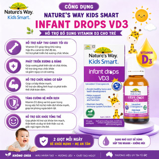 Vitamin D3 ORGANIC Nature’s Way, D3 Thuần Cho Trẻ Sơ Sinh Kids Smart Infant Drops VD3 - Hộp 13ml