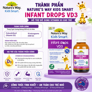 Vitamin D3 ORGANIC Nature’s Way, D3 Thuần Cho Trẻ Sơ Sinh Kids Smart Infant Drops VD3 - Hộp 13ml