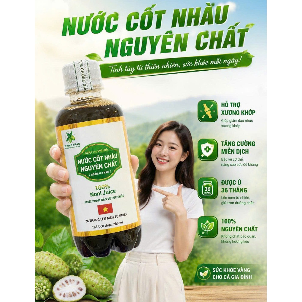 Nước Cốt Nhàu nguyên chất không đường Phong Thảo –  Lên Men Tự Nhiên