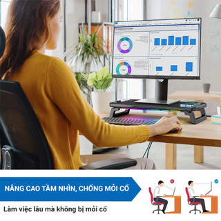 Kệ Nâng Màn Hình Máy Tính Có Đèn LEd RGB (50x23.5x8.5cm) - Sạc Không Dây Thông Minh, Tiết Kiệm Không Gian Bàn Làm Việc
