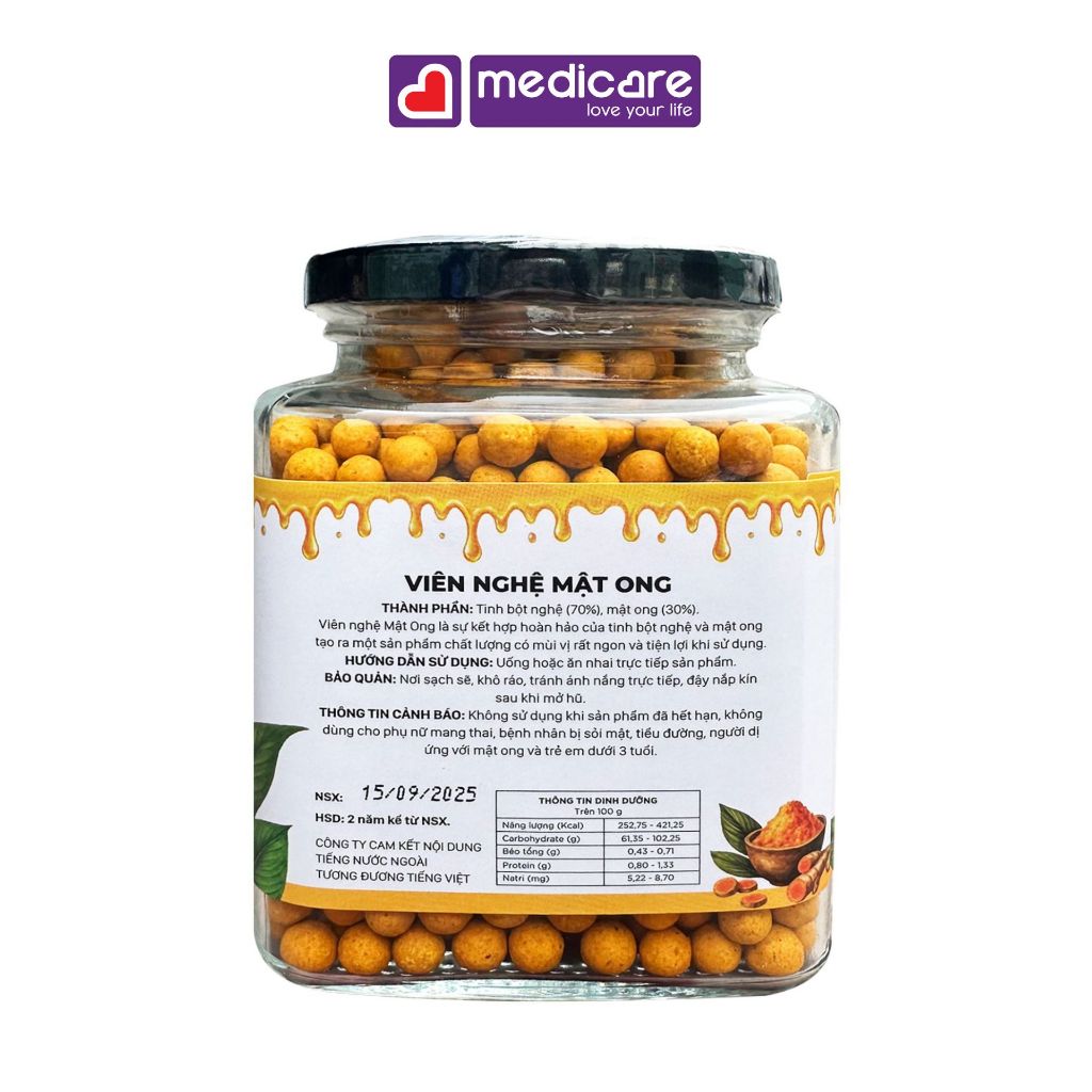 Viên Nghệ Mật Ong HONEY LAND Hũ 250g