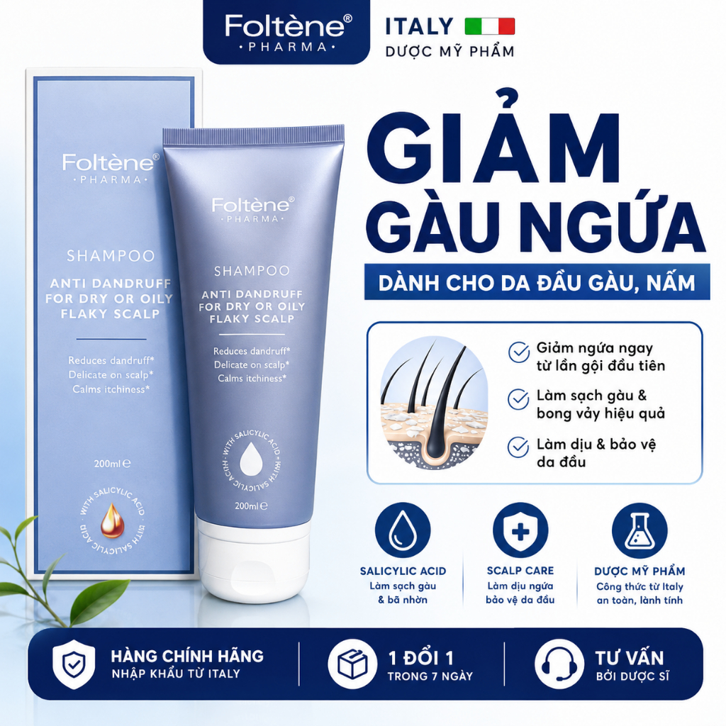 FOLTÈNE - Dầu gội làm sạch và trị ngứa da đầu, giúp tóc chắc khỏe và mềm mượt