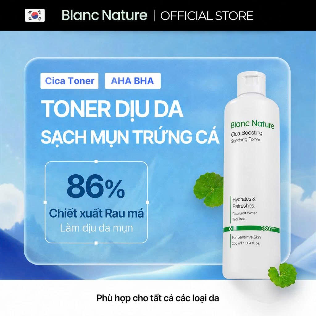 Toner cấp ẩm nước hoa hồng sạch mụn trứng cá,dịu da rau má,AHA&BHA