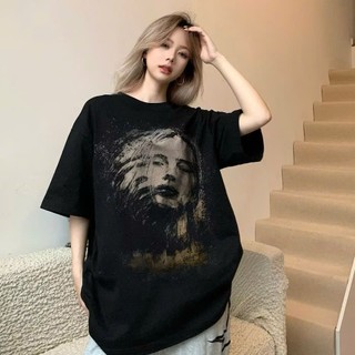 Áo phông thun 3158 nữ form rộng tay lỡ KONOVA chất liệu cotton khô in hình CÔ GÁI