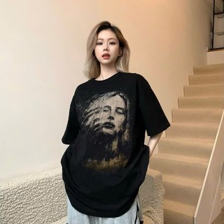 Áo phông thun 3158 nữ form rộng tay lỡ KONOVA chất liệu cotton khô in hình CÔ GÁI
