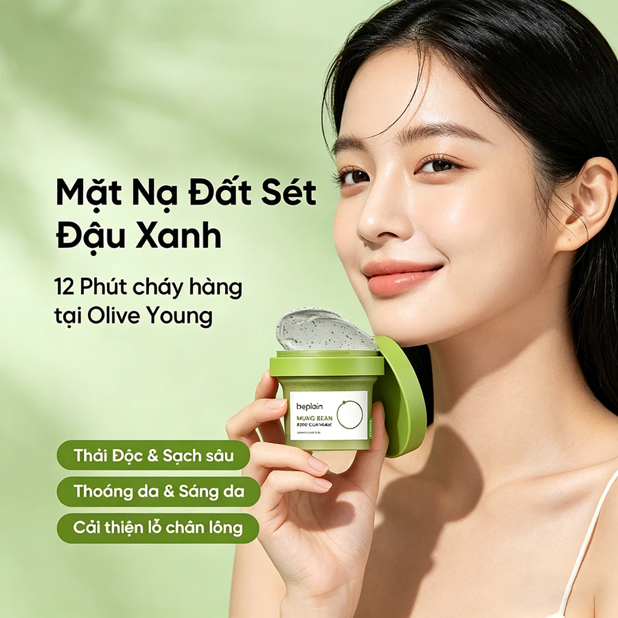 beplain đậu xanh làm sạch mặt bùn phim 120 ml phù hợp với tất cả các chất chiết xuất tự nhiên da