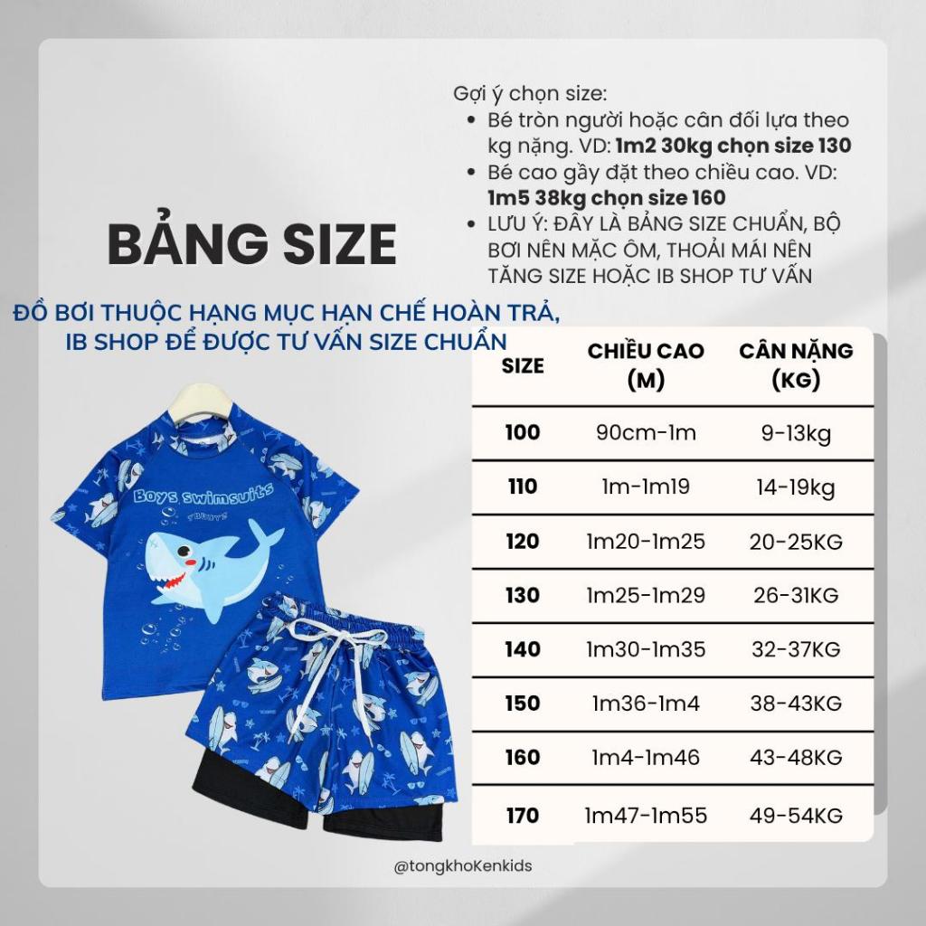 BỘ QUẦN ÁO BƠI 2 LỚP cao cấp chất liệu thun co giãn mềm mại cho bé trai từ 9-54kg,phù hợp đi du lịch đi bơi
