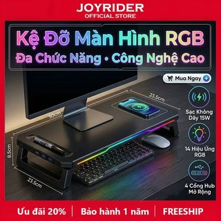 Kệ Nâng Màn Hình Máy Tính Có Đèn LEd RGB (50x23.5x8.5cm) - Sạc Không Dây Thông Minh, Tiết Kiệm Không Gian Bàn Làm Việc