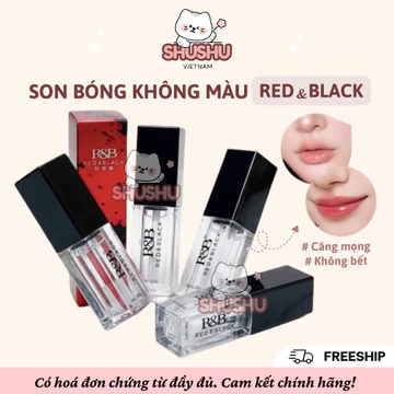 [SẴN] Son Bóng Không Màu R&B Red & Black, Khóa Màu Son, Dưỡng Ẩm, Hiệu Ứng Môi Căng Mọng SHUSHU VIETNAM