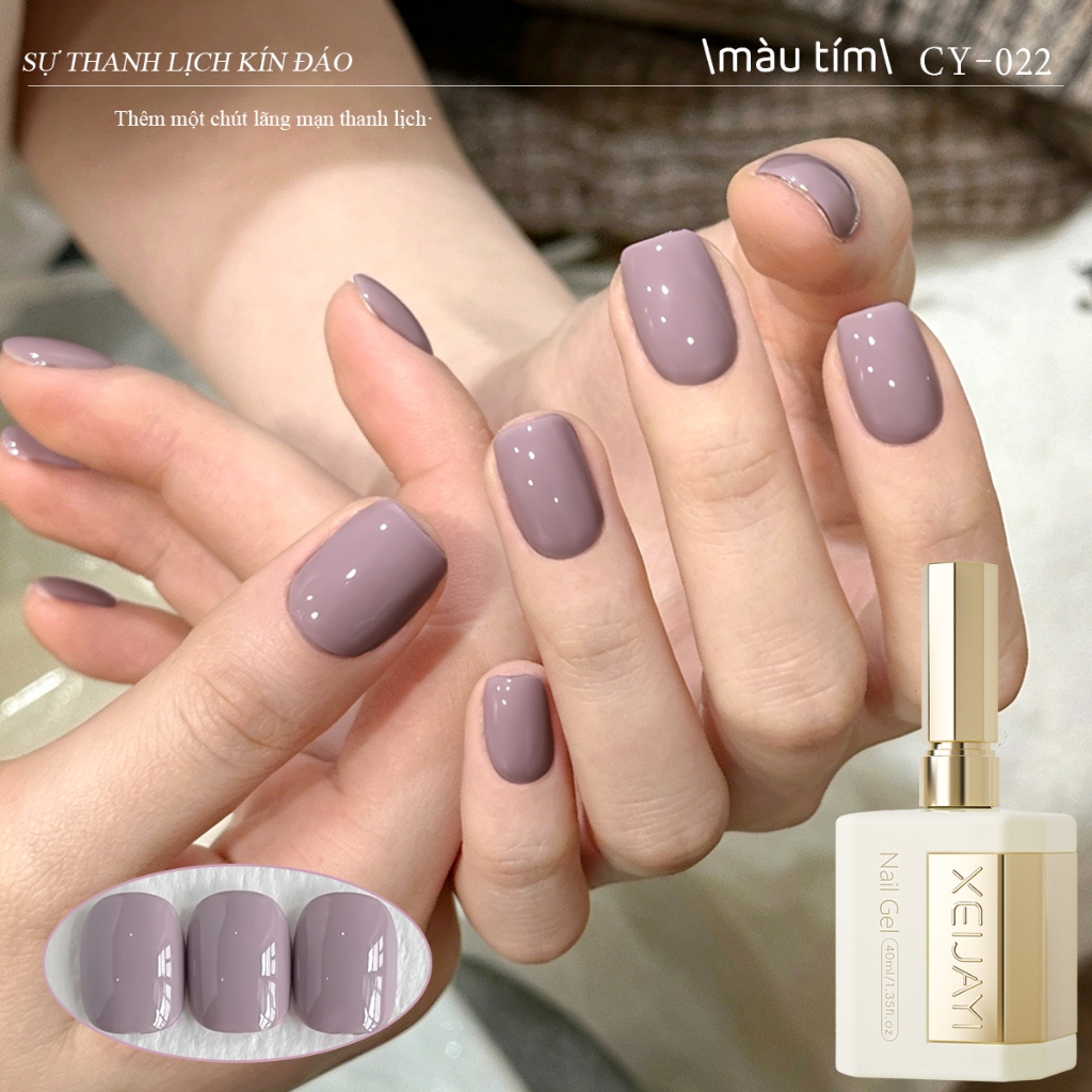 XEIJAYI 40ml - Sơn móng tay dạng gel màu tím xám, bền màu, phù hợp cho salon và sử dụng hàng ngày.