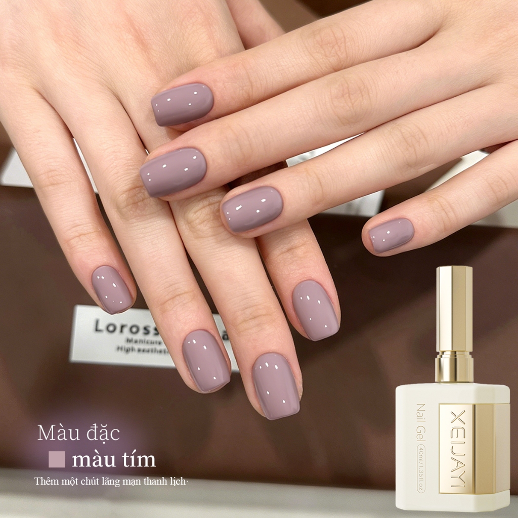 XEIJAYI 40ml - Sơn móng tay dạng gel màu tím xám, bền màu, phù hợp cho salon và sử dụng hàng ngày.