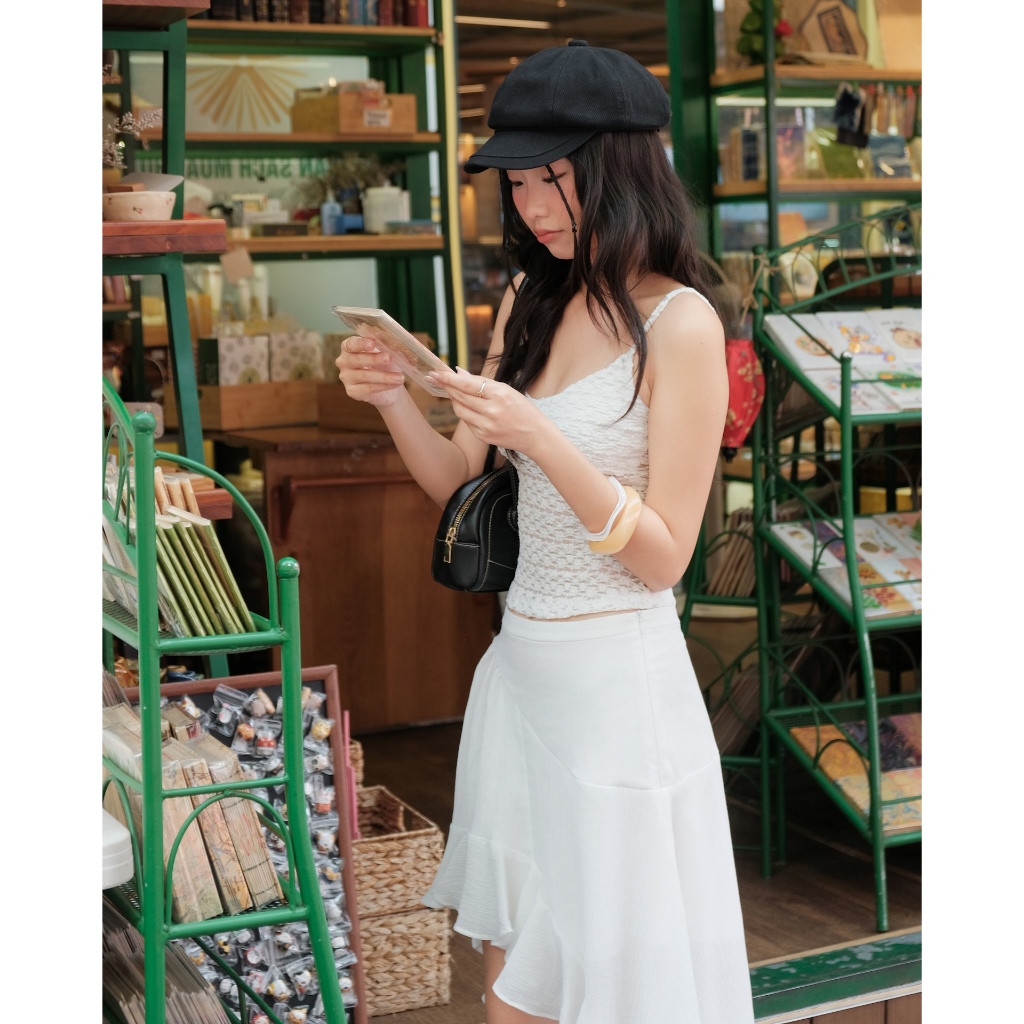 Áo Nữ ZATION 2 Dây Phối Ren Form Ôm Basic SECODEE