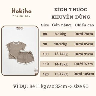 Bộ Cộc Tay Chất Tăm Phối Viền Khác Màu Cho Bé Hokiha Vải Tăm Mềm Mại, Co Giãn Thoải Mái Size Từ 8-17kg B74