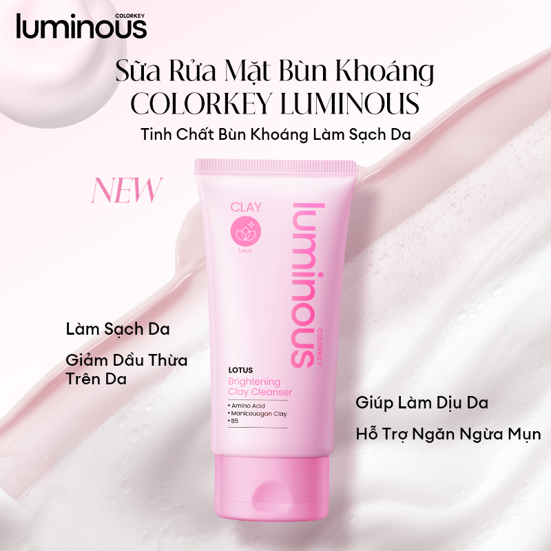 Sữa Rửa Mặt |COLORKEY LUMINOUS| Kiềm Dầu, Làm Sạch Sâu Không Khô Da| Cho Da Dầu Mụn, Nhạy Cảm |100g