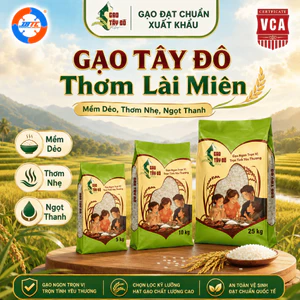 Gạo Thơm Lài Miên Tây Đô Kim Cương 10kg/25kg - Mềm Dẻo, Thơm Nhẹ, Ngọt Thanh