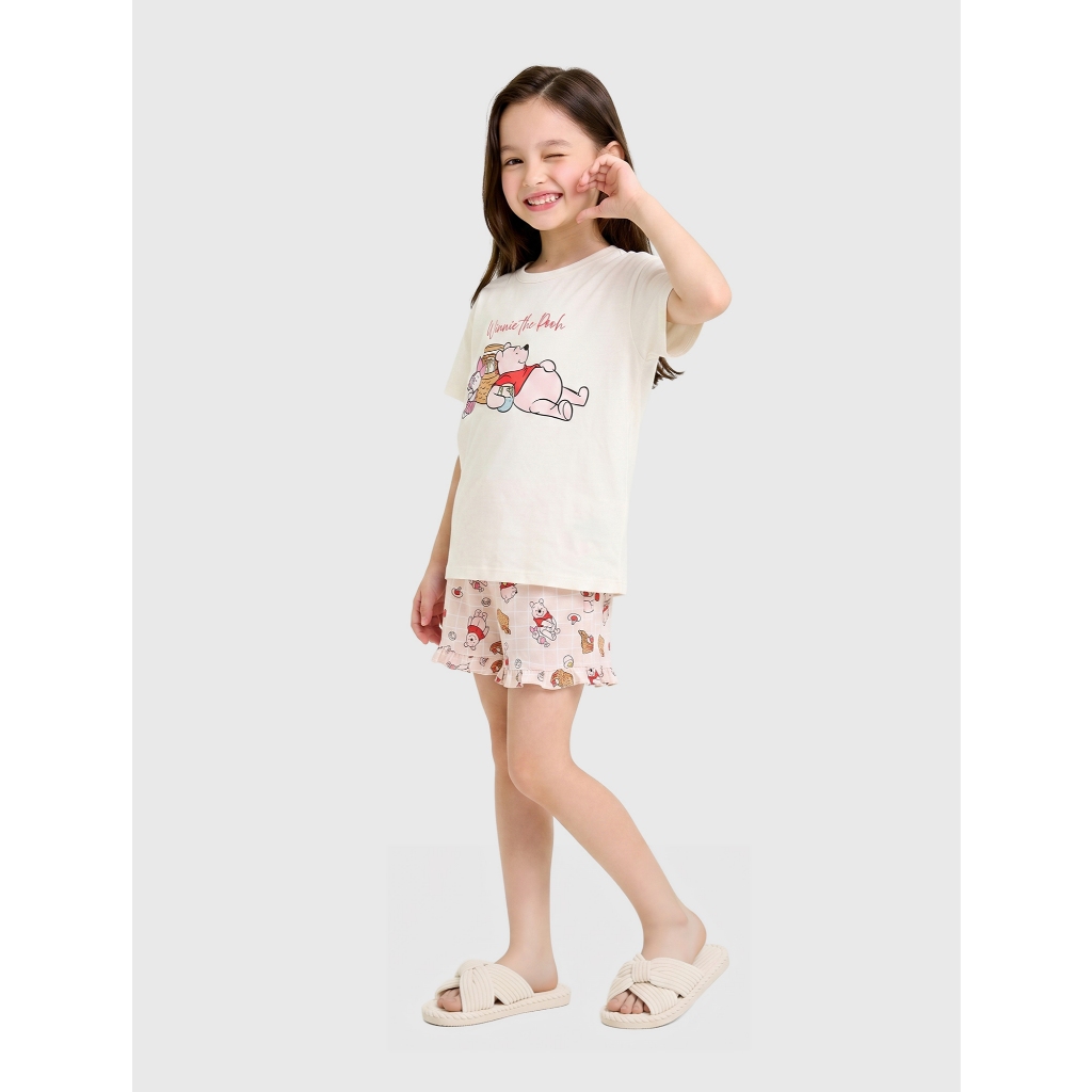 Bộ quần áo bé gái CANIFA bộ thun hè mặc nhà cộc tay chất cotton pha mềm mịn mát in hình Mickey 1LS26S010