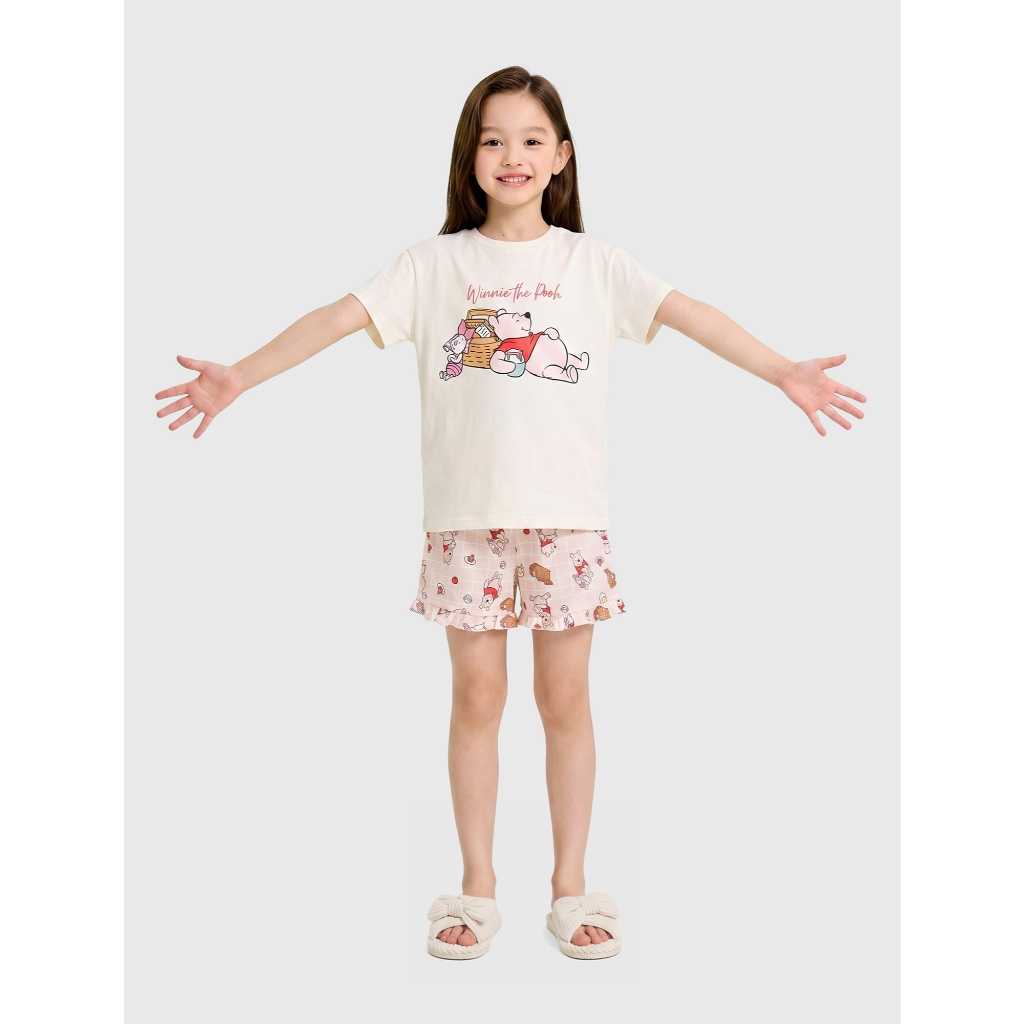 Bộ quần áo bé gái CANIFA bộ thun hè mặc nhà cộc tay chất cotton pha mềm mịn mát in hình Mickey 1LS26S010