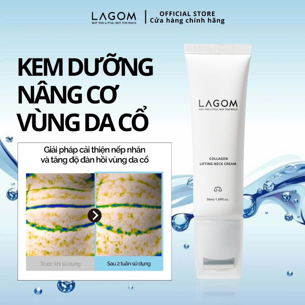 [Lagom] Kem dưỡng vùng da cổ tăng cường độ đàn hồi Lagom Collagen Lifting Neck Cream 50ml