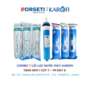 Combo 7 lõi lọc nước Karofi chính hãng dùng cho các máy lọc nước 7 cấp (123LVT, RO50 T33, Min, Nano)