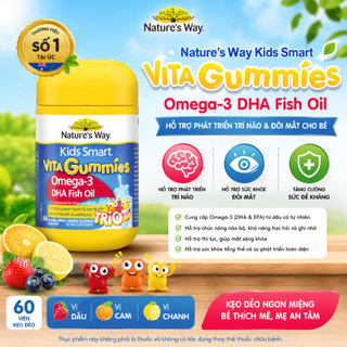 Nature's Way Kids Smart vita gummies omega-3 DHA fish oil trio - Phát triển não bộ, thị lực cho bé