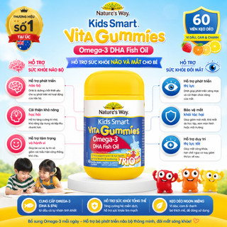 Nature's Way Kids Smart vita gummies omega-3 DHA fish oil trio - Phát triển não bộ, thị lực cho bé