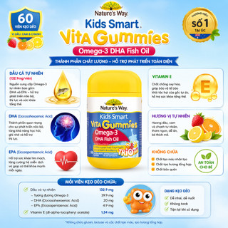 Nature's Way Kids Smart vita gummies omega-3 DHA fish oil trio - Phát triển não bộ, thị lực cho bé