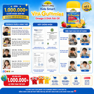 Nature's Way Kids Smart vita gummies omega-3 DHA fish oil trio - Phát triển não bộ, thị lực cho bé