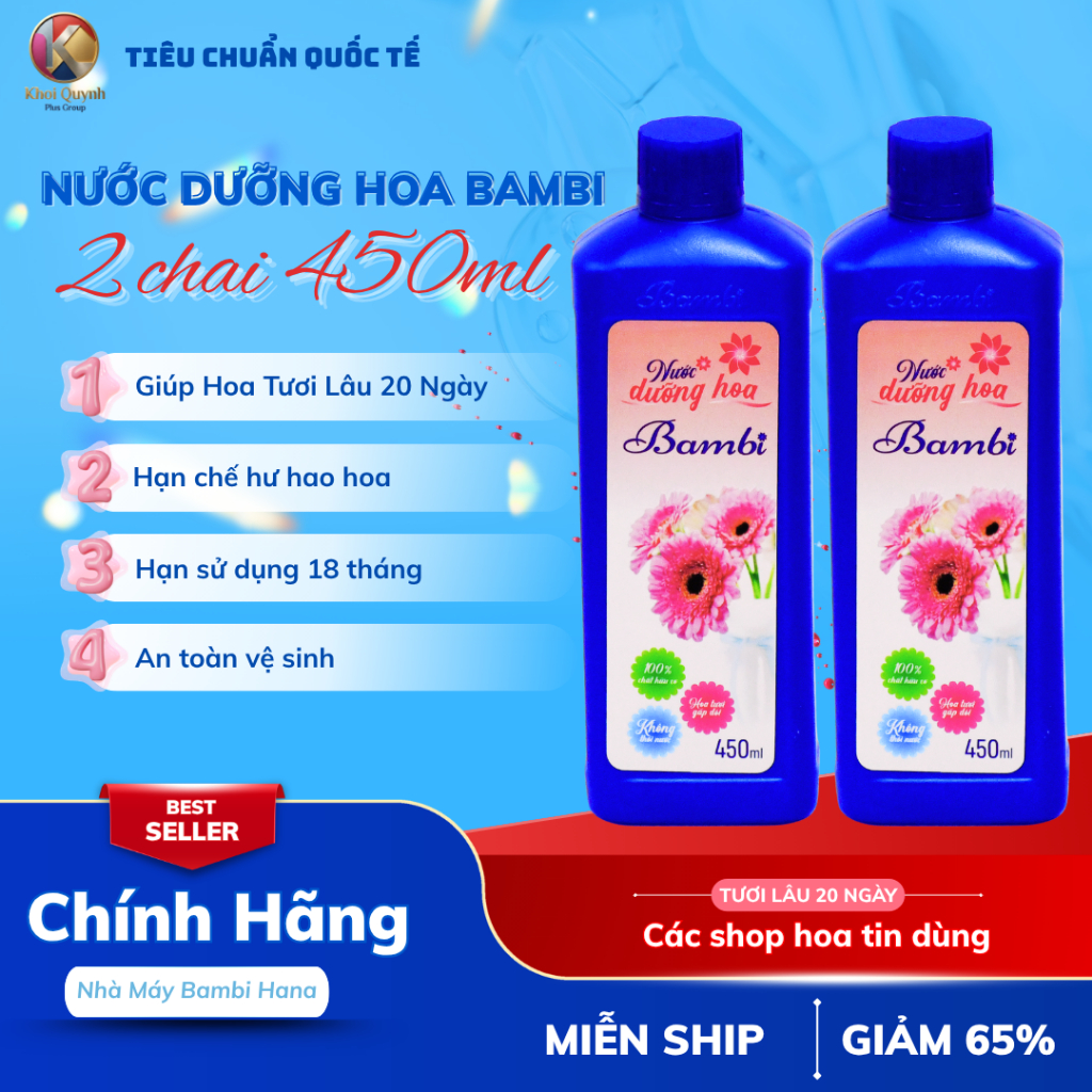 Combo 2 Chai Nước dưỡng Hoa Bambi 450ml Giúp Hoa Tươi Lâu Hơn 2 Tuần