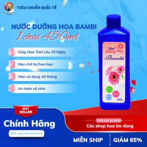 Chai nước dưỡng hoa Bambi Hana chai 450ml giúp hoa tươi lâu 15 ngày, nở đều - Hàng Chính Hãng