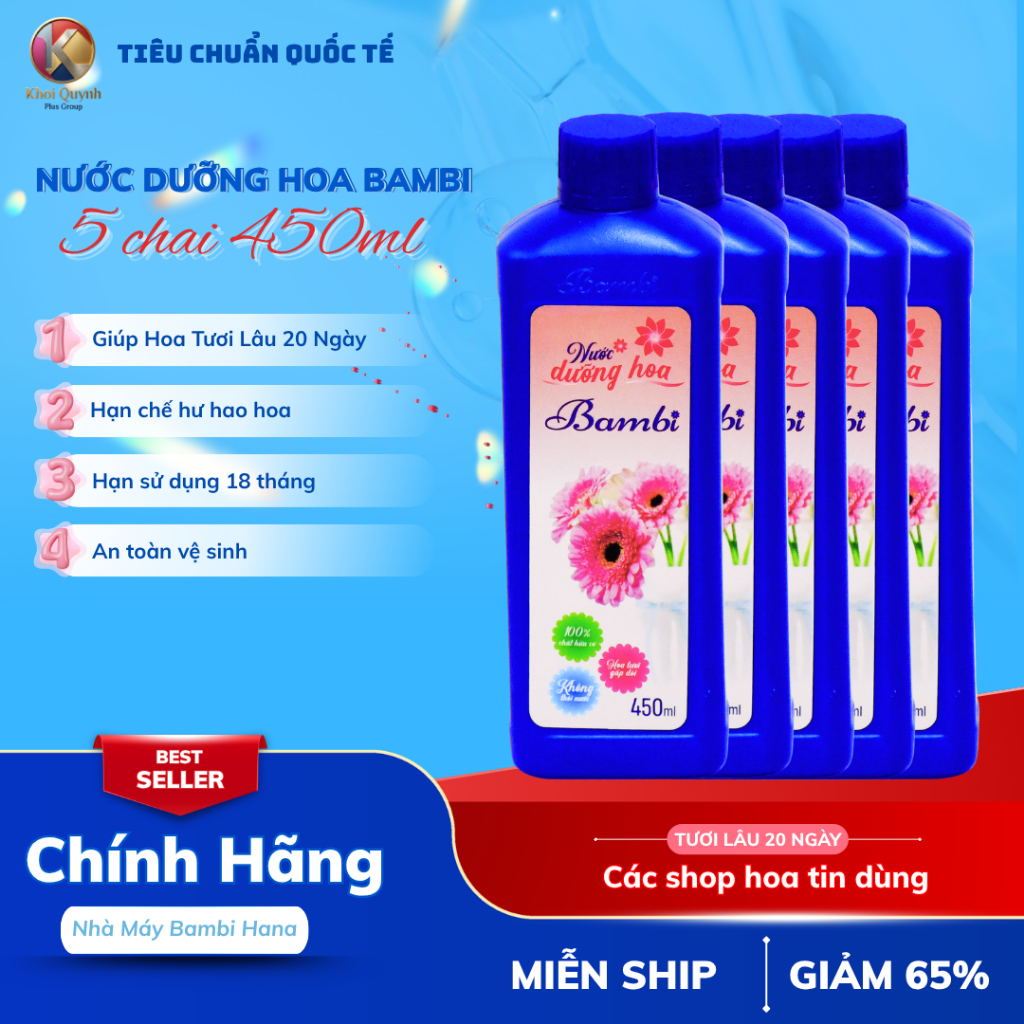 Combo 5 Chai Nước dưỡng Hoa Bambi 450ml Giúp Hoa Tươi Lâu Hơn 2 Tuần