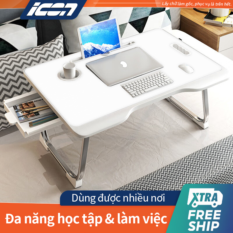Bàn gấp chân U đúc lớn ICON - Bàn học/gấp gọn đa năng, dùng cho laptop, giường & văn phòng