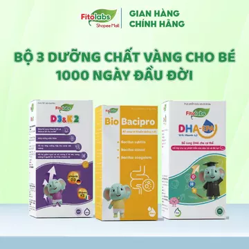 Bộ 3 Vi Chất Cho Bé Sơ Sinh Ăn Ngon Cao Lớn Thông Minh - Vitamin Fitolabs D3K2 & Fitolabs DHA EPA, Men Vi Sinh Bio Baci