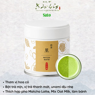 Bột Matcha Kimikura Sato Matcha Nguyên Chất Mang Đặc Trưng Hương Hoa Cỏ Vị Thơm Ngọt Nhẹ Hũ 30g M30