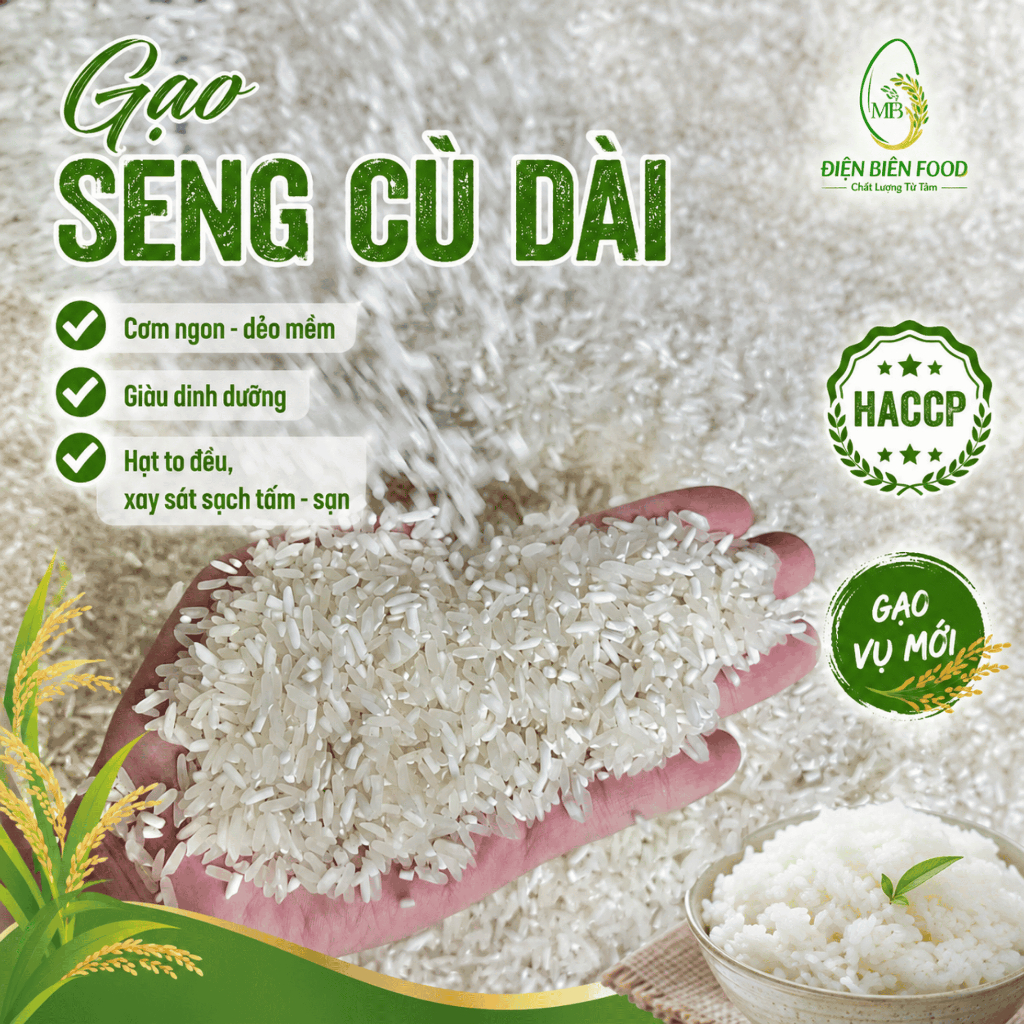 Gạo Séng Cù Sữa Non Hạt Dài Điện Biên Dẻo Nhiều Ngon Ngọt Cơm bao 5kg