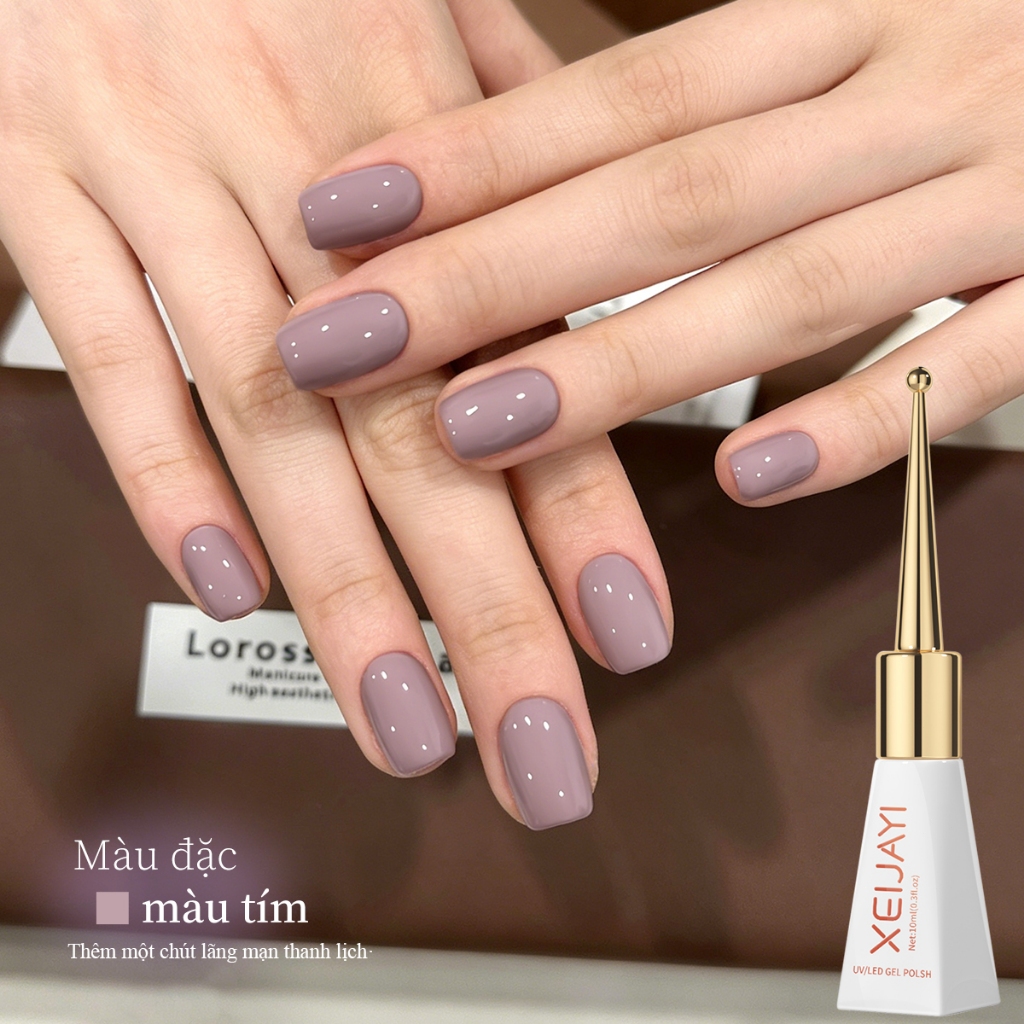 XEIJAYI 10ml -Sơn móng tay dạng gel màu xám tím mới này có độ bền cao và lên màu tốt, phù hợp với mọi tông da.